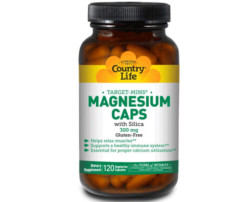 Магний, Magnesium, Country Life, 300 мг, 120 капсул