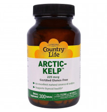 Йод, арктическая ламинария, Artic-Kelp, Country Life, 225 мкг, 300 таблеток
