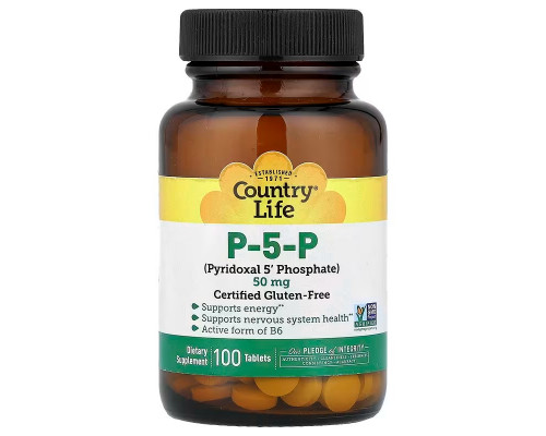 Витамин В6 (пиридоксаль-5'-фосфат), P-5-P, Country Life, 50 мг, 100 таблеток