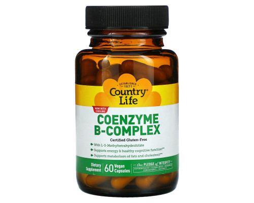 Витамин В, комплекс, Coenzyme B-Complex, Country Life, 60 капсул