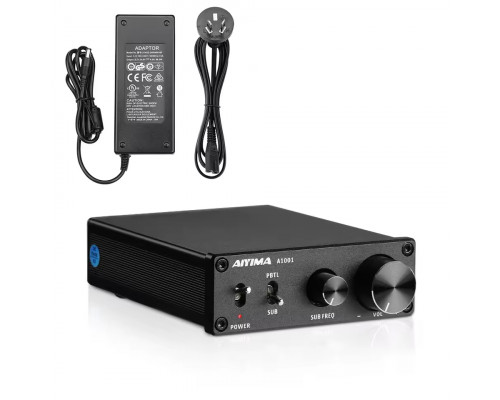 Підсилювач звуку AIYIMA A1001 black + блок живлення 24V. Bluetooth 5.0, AUX, 50Wx2+100W
