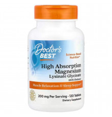 Магний хелат, Magnesium Chelated, Doctor's Best, с минералами Albion, 200 мг, 120 веганских таблеток (100 мг в таблетке)