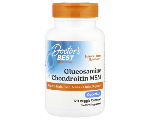 Глюкозамін, хондроїтин з OptiMSM, Glucosamine Chondroitin MSM, Doctor's Best, 120 вегетаріанських капсул