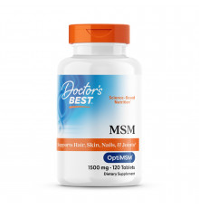 Метилсульфонилметан, МСМ, MSM with OptiMSM®, Doctor's Best, с OptiMSM®, 1500 мг, 120 веганских таблеток