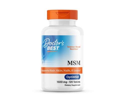 Метилсульфонилметан, МСМ, MSM with OptiMSM®, Doctor's Best, с OptiMSM®, 1500 мг, 120 веганских таблеток