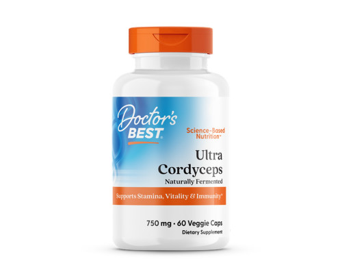 Кордицепс ультра, Ultra Cordyceps, Doctor's Best, 750 мг, 60 веганских капсул