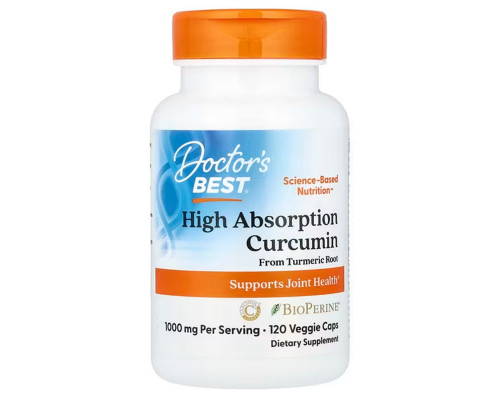 Куркумин, Curcumin, Doctor's Best, комплекс, с высокой степенью усвоения, 120 растительных капсул