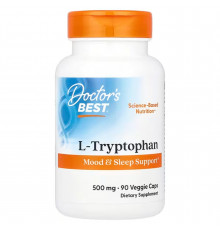 Триптофан, L-Tryptophan, Doctor's Best, 500 мг, 90 веганских капсул