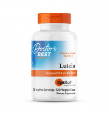 Лютеин, Lutein with OptiLut, Doctors Best, 20 мг, 120 веганских капсул (10 мг в капсуле)