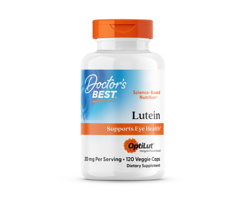 Лютеин, Lutein with OptiLut, Doctors Best, 20 мг, 120 веганских капсул (10 мг в капсуле)