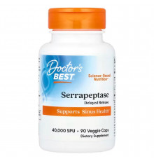 Серрапептаза, Serrapeptase, Doctor's Best, 40,000 СПУ, 90 капсул