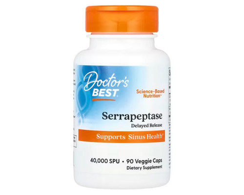 Серрапептаза, Serrapeptase, Doctor's Best, 40,000 СПУ, 90 капсул