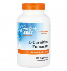 Карнитин Фумарат, L-Carnitine Fumarate, Doctor's Best, 500 мг, 180 веганских капсул