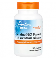 Бетаин гидрохлорид + пепсин, Betaine HCL Pepsin, Doctor's Best, 120 капсул