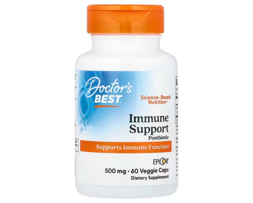 Поддержка иммунитета с эпикором, Immune Support Postbiotic, Doctor's Best, 500 мг, 60 вегетарианских капсул