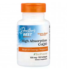 Коэнзим Q10, CoQ10, Doctor's Best, с высокой степенью усвоения, 100 мг, 120 гелевых капсул