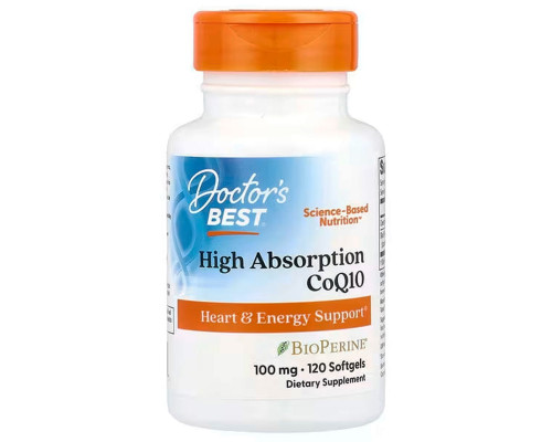 Коэнзим Q10, CoQ10, Doctor's Best, с высокой степенью усвоения, 100 мг, 120 гелевых капсул