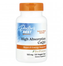 Коензим Q10, High Absorption CoQ10 with BioPerine®, Doctor's Best, з біоперином, 100 мг, 120 капсул