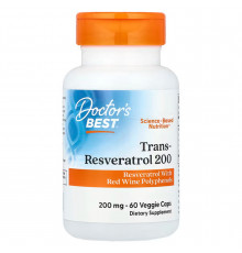 Ресвератрол, Trans-Resveratrol, Doctor's Best, 200 мг, 60 вегетарианских капсул