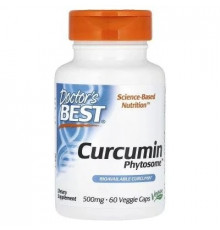 Куркумин, Curcumin Phytosome, Doctor's Best, 1000 мг, 60 вегетарианских капсул (500 мг в капсуле)