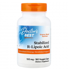 R-ліпоєва кислота, Stabilized R-Lipoic Acid, Doctor's Best, 100 мг, 180 веганських капсул