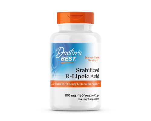 R-липоевая кислота, Stabilized R-Lipoic Acid with BioEnhanced Na-RALA, Doctor's Best, 100 мг, 180 веганских капсул