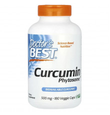 Куркумин, Curcumin Phytosome, Doctor's Best, 1000 мг, 180 веганских капсул (500 мг в капсуле)