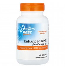 Рыбий жир из криля с DHA и EPA плюс Омега-3, Real Krill, Doctor's Best, 60 капсул