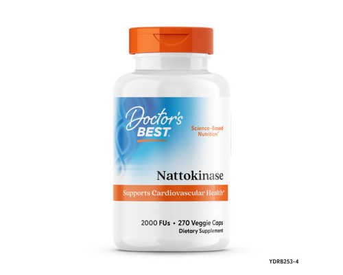 Наттокиназа, Nattokinase, Doctor's Best, 2,000 FUs, 270 капсул