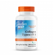 Коллаген 1 и 3 типа, Types 1 and 3 with Peptan, Doctor's Best, с пептаном и витамином C, 500 мг, 240 капсул (125 мг в капсуле)