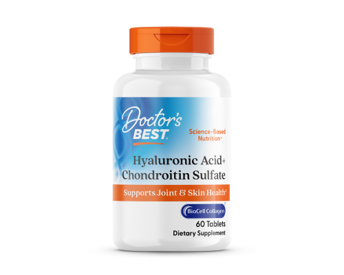 Гиалуроновая кислота с хондроитином, Hyaluronic Acid with Chondroitin, Doctor's Best, с коллагеном BioCell, 60 таблеток