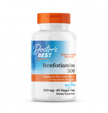 Бенфотіамін, Benfotiamine 300 with BenfoPure, Doctor's Best, з BenfoPure, 300 мг, 60 веганських капсул