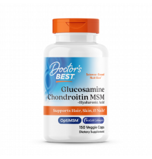 Глюкозамин, xондроитин, МСМ + гиалуроновая кислота, Glucosamine Chondroitin MSM, Doctor's Best, 150 капсул