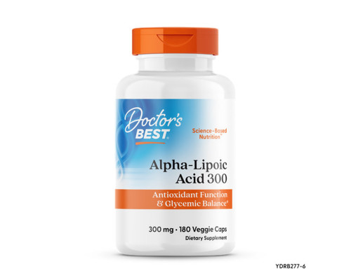 Альфа-липоевая кислота, Alpha-Lipoic Acid, Doctor's Best, 300 мг, 180 веганских капсул