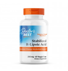 R липоевая кислота, Best Stabilized R-Lipoic Acid , Doctor's Best,  200 мг, 60 вегетарианских капсул