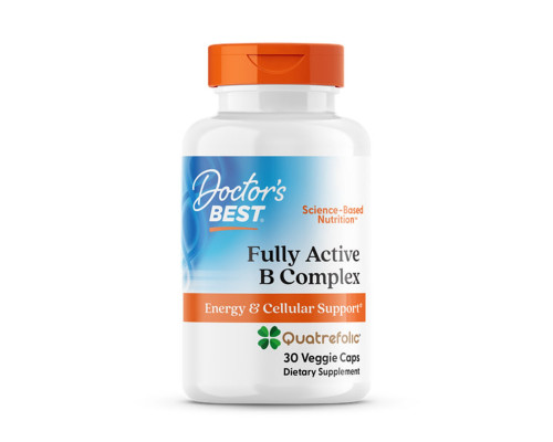 Комплекс витаминов В с Quatrefolic, Fully Active B Complex with Quatrefolic, Doctor's Best, 30 веганских капсул