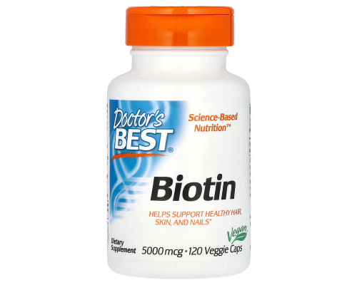 Біотин, Biotin, Doctor's Best, 5000 мкг, 120 веганських капсул