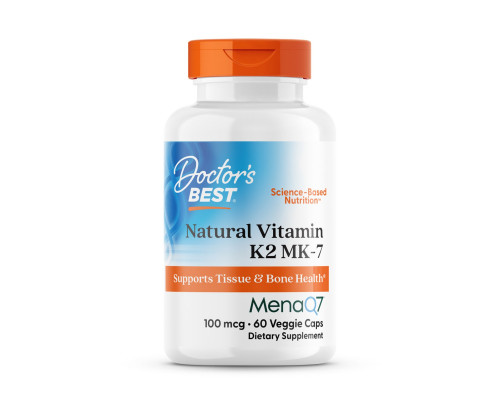 Витамин К2, МК-7, с MenaQ7, Vitamin K2 MK-7 with MenaQ7, Doctor's Best, 100 мкг, 60 веганских капсул
