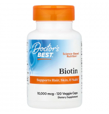 Біотин, Biotin, Doctor's Best, 10 000 мкг, 120 веганських капсул