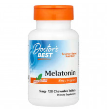 Мелатонин, Melatonin, Doctor's Best, натуральная мята, 5 мг, 120 жевательных таблеток