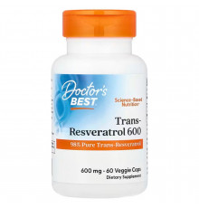 Ресвератрол, Trans-Resveratrol, Doctor's Best, 600 мг, 60 вегетарианских капсул