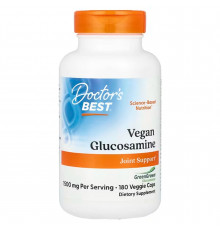 Глюкозамин сульфат, Vegan Glucosamine Sulfate with GreenGrown Glucosamine, Doctor's Best, 1500 мг, 180 веганских капсул (750 мг в капсуле)