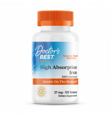 Залізо, High Absorption Iron, Doctor's Best, 27 мг, 120 таблеток