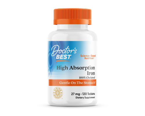 Залізо, High Absorption Iron, Doctor's Best, 27 мг, 120 таблеток