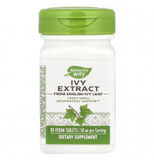 Плющ, Ivy Extract, Nature's Way, экстракт, 50 мг, 90 веганских таблеток (25 мг на таблетку)