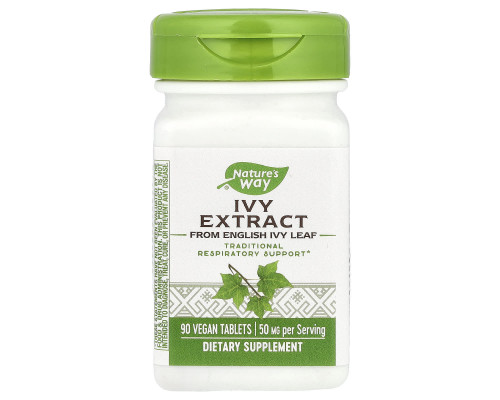 Плющ, Ivy Extract, Nature's Way, экстракт, 50 мг, 90 веганских таблеток (25 мг на таблетку)