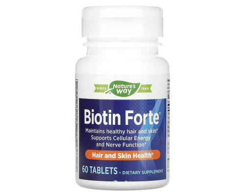 Биотин, Biotin Forte, Nature's Way, экстра сила, 60 таблеток