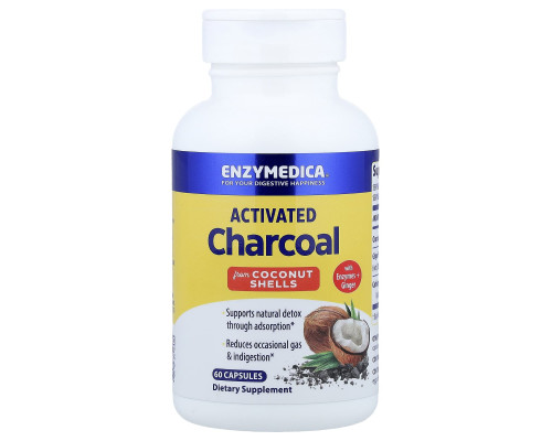 Активированный уголь, Activated Charcoal, Enzymedica, 60 капсул