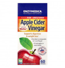 Яблочный уксус  с матричной кислотой, Apple Cider Vinegar, Enzymedica, 60 капсул (355 мг на капсулу)