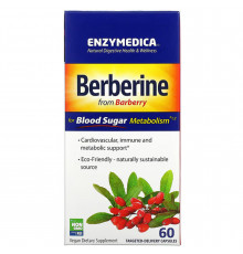 Берберин для метаболізму цукру в крові, Berberine for Blood Sugar Metabolism, Enzymedica, веган, 60 капсул із цільовою доставкою